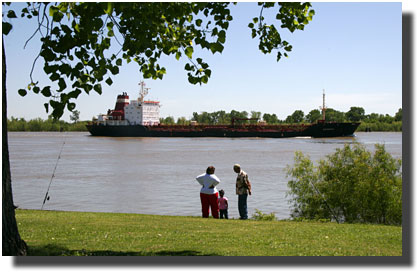 The Mississippi River, is a trade route and recreational venue.