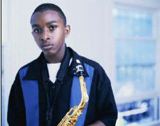 African American teenager with a sax 