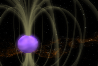 Close in as a Neutron Star emits a Gamma Ray Burst.