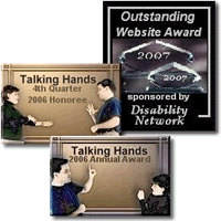 Disability Network and Talking Hands Award logos