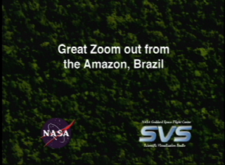 Slate title from video tape reads, 'Great Zoom out from the Amazon, Brazil.'
