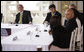 President George W. Bush listens to participants at a roundtable meeting on business exchanges Thursday, June 12, 2008, at the Villa Aurelia in Rome. White House photo by Eric Draper