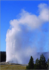Photo of geyser erupting.