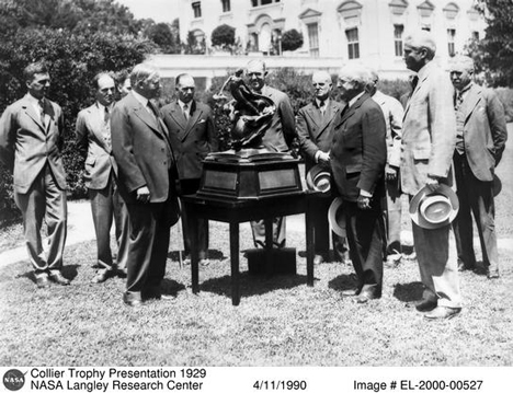 President Hoover presenting Collier Trophy to NACA