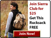 Join the Sierra Club and get this rucksack free!