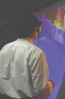 A man using a virtual reality system