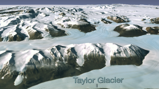 Taylor Glacier in front of the Kukri Hills.