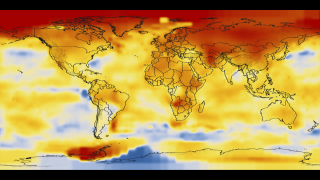 Global temperature anomalies averaged from 2003 to 2007.