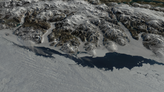 The animation is identical to the first animation above but does not show the overlay that contains the date and the ice shelf locator.