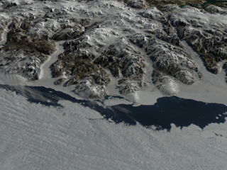 Image of Ayles ice shelf on August 14, 2005 at time 00:00 GMT.