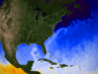 Sea surface temperature in the Gulf of Mexico and the Atlantic on 2007-04-01.