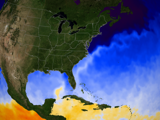 Sea surface temperature in the Gulf of Mexico and the Atlantic on 2007-05-01.