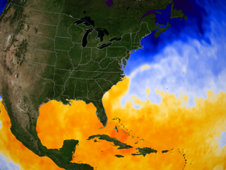 Sea surface temperature in the Gulf of Mexico and the Atlantic on 2007-10-01.