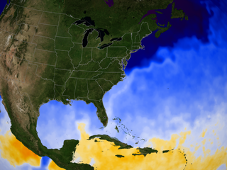 Sea surface temperature in the Gulf of Mexico and the Atlantic on 2007-12-01.