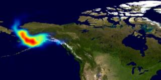 This animation shows aerosol index over Alaska from June 21 through July 10, 2004. Each image pixel corresponds to an area 1 degree in longitude by 1.25 degrees in latitude.