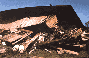 Photograph of house destroyed in 
1989 earthquake