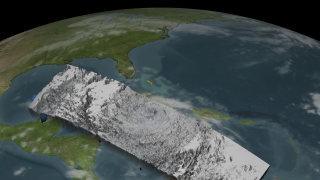 Hurricane Dean attacks  Jamaica and threatens the Yucatan Peninsula.  The TRMM satellite peers under the clouds to see the rain that powers this intense storm.