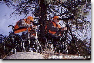 men in wheelchairs view wildlife from platform copyright Jack Ballard