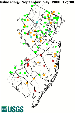 Thumbnail map of current streamflow conditions