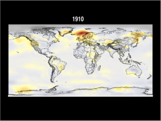 1910 - This image shows a decadal winter and spring seasonal average between 1910 and 1919. Notice both polar regions are at or below average temperatures.