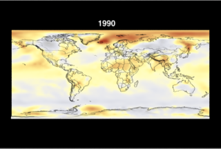 This animation shows anomalous global temperature averages from December through May in the years 1880 through 2000.  