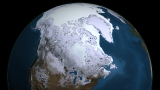 The 2004 maximum sea ice extent that occurred on February 27, 2004.