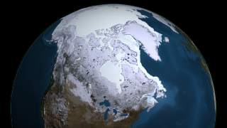 The 2005 maximum sea ice extent that occurred on March 7, 2005.
