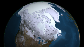 The 2008 maximum sea ice extent that occurred on March 9, 2008.