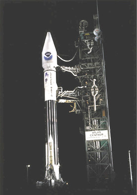 of the Atlas IIAS expendable launch vehicle with the Solar Heliospheric Observatory (SOHO) before launch