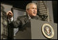 President George W. Bush gestures as he addresses an audience at the Economic Club of Chicago, Friday, Jan. 6, 2006 in Chicago, discussing the strength and growth of the U.S. economy. White House photo by Kimberlee Hewitt