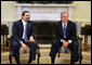  President George W. Bush meets with Lebanese Parliment member Saad Hariri in the Oval Office Friday, Jan. 27, 2006. "We've just had a very interesting and important discussion about our mutual desire for Lebanon to be free; free of foreign influence, free of Syrian intimidation, free to chart its own course," said the President.  White House photo by Paul Morse