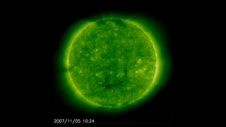 This is a short movie of the Sun in ultraviolet light at solar minimum.