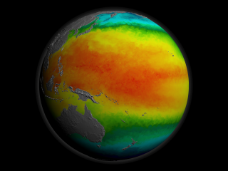 A 32-day average of SST data over the Pacific Ocean averaged over September 22, 2006 to October 23, 2006.