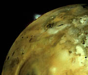 Voyager spotted volcanic plumes bursting off Io.