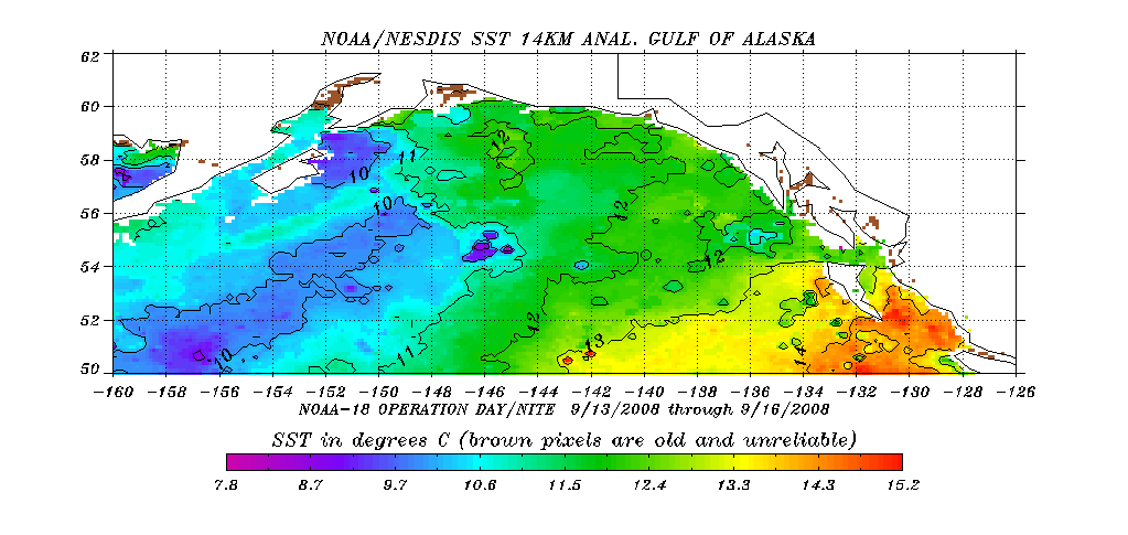 image of sea surface temperature of the Gulf of Alaska