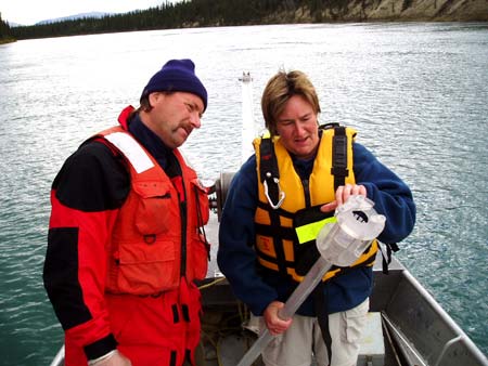 USGS working with Environment Canada, sampling for Hg on the Yukon River below Whitehorse.