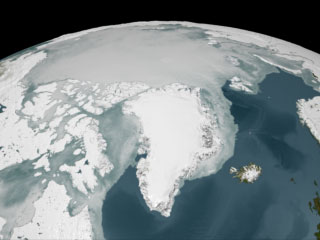 This animation shows the motion of the sea ice over the Arctic from 1/1/2005 through 12/31/2005.  