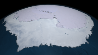 Sea ice surrounding Antarctica on July 14, 2005.