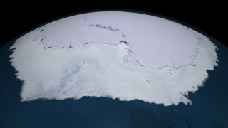 Sea ice surrounding Antarctica on August 14, 2005.