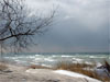 winter storm on Lake Michigan's Illinois shore