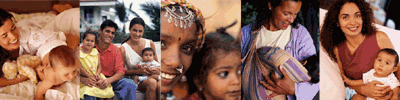 collage of mothers and children