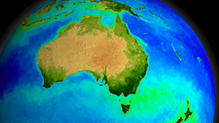 Animation depicting nearly a decades worth of SeaWiFS ocean chlorophyll concentration and land Normalized Difference Vegetation Index (NDVI) data. This animation begins by slowly spinning the earth around until settling over Australia.