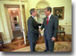 President Bush greets Senator Trent Lott before a lunch meeting March 5, 2001. White House photo by Eric Draper.