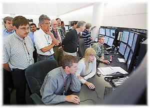 Lab scientists, engineers, instrument specialists and others gather moments before the first neutrons were produced Friday, April 29, 2006 at the $1.4 billion Spallation Neutron Source. The facility will allow cutting-edge studies of materials.