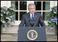 President George W. Bush delivers a statement regarding the death of terrorist al Zarqawi, an al Qaeda leader in Iraq, in the Rose Garden Thursday, June 8, 2006. "Last night in Iraq, United States military forces killed the terrorist al Zarqawi," said the President. "At 6:15 p.m. Baghdad time, special operation forces, acting on tips and intelligence from Iraqis, confirmed Zarqawi's location, and delivered justice to the most wanted terrorist in Iraq." White House photo by Kimberlee Hewitt