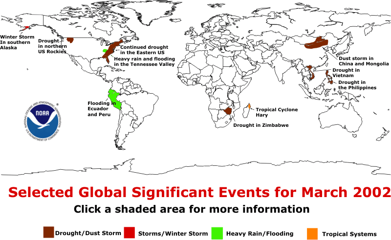 Map of Global Significant Events during March 2002 