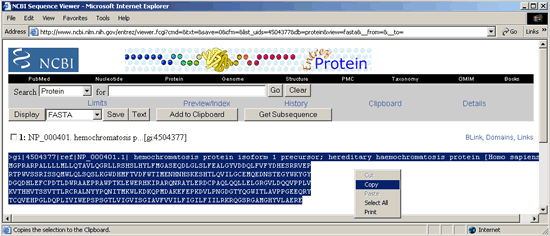 HFE Protein Sequence in FASTA Format