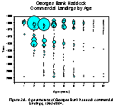  Figure 2.8.  Age structure of the Georges Bank haddock commercial fishery catch, 1963-2004.