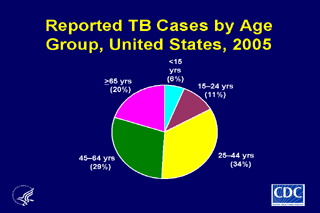 Slide 6: Reported TB Cases by Age Group, United States, 2005. Click here for larger image