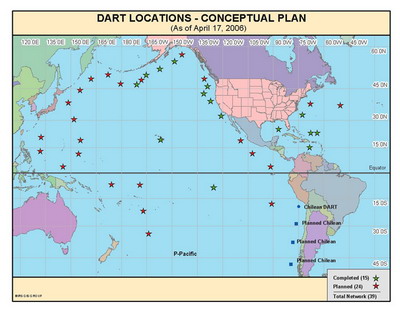 Map showing DART buoy locations